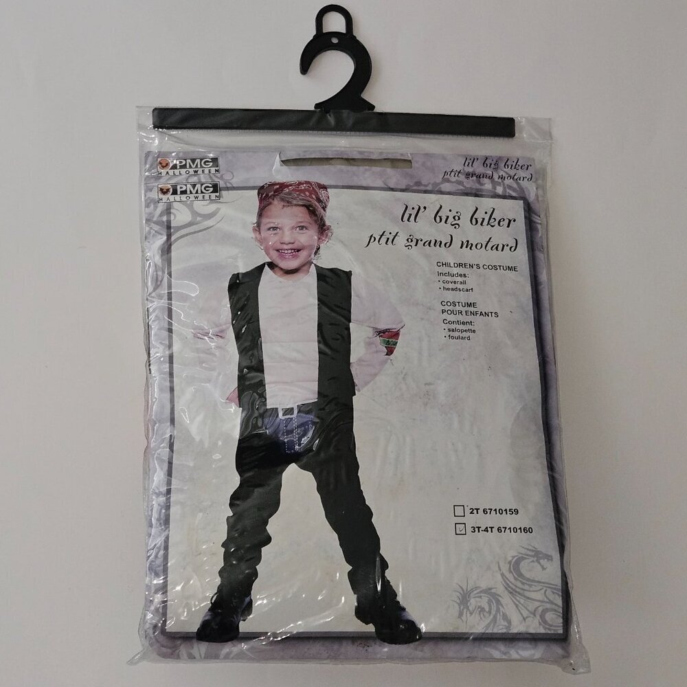 Lil Big Biker Costume PMG Halloween Toddler 3T-4T Coverall Headscarf